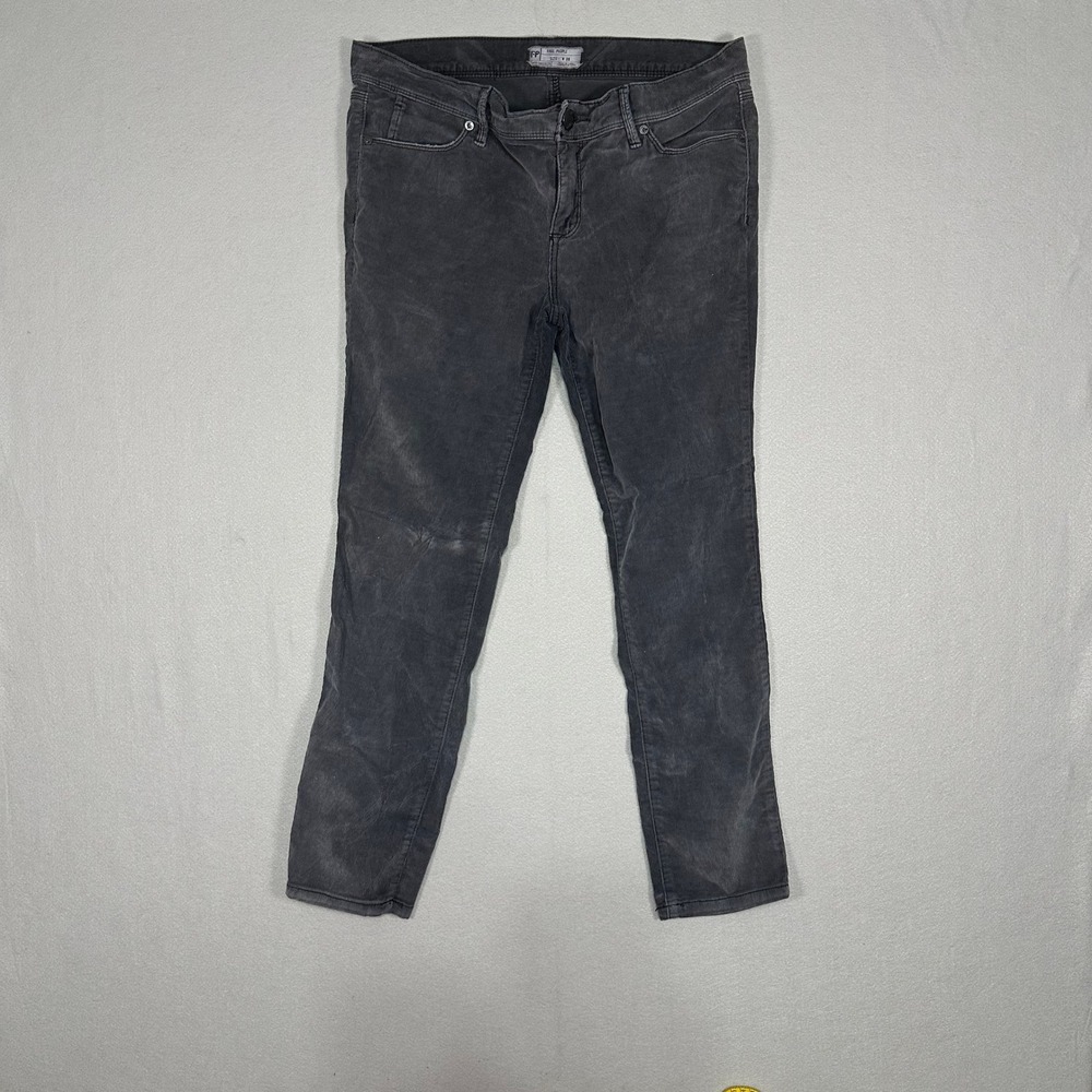 Free People Charcoal Gray Corduroy Skinny Pants Womens Size 28 Fine Wale Stretch